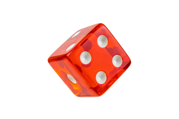 istock Red glass dice closeup isolated on white without shadow. Four, two, one. 1139038932