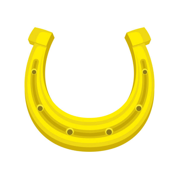 ilustrações de stock, clip art, desenhos animados e ícones de golden horseshoe for good luck. - horseshoe good luck charm cut out luck