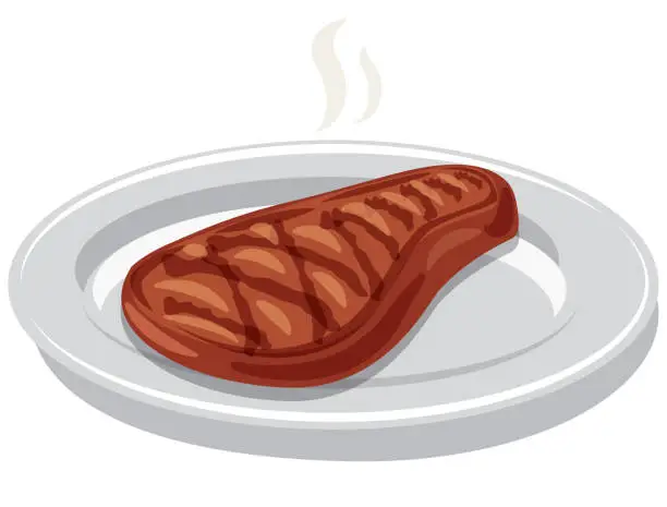 Vector illustration of hot grilled beefsteak