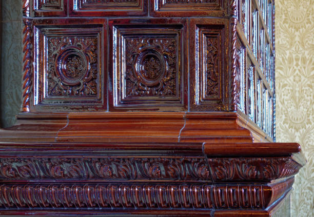 istock Antique glazed tiles on stove surface. 1139064384