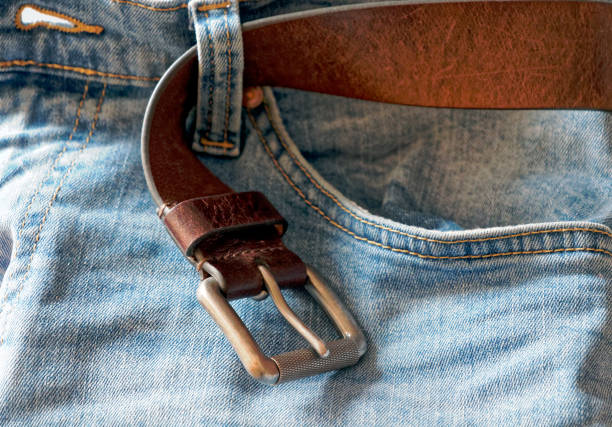 istock Trouser belt with bronze buckle. 1139064409