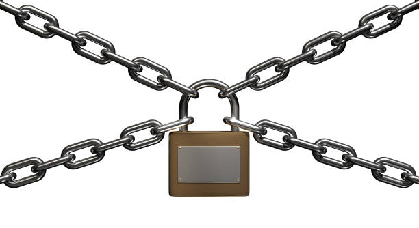 istock Padlock and Chain Isolated on White Background With Clipping Path 1139065392