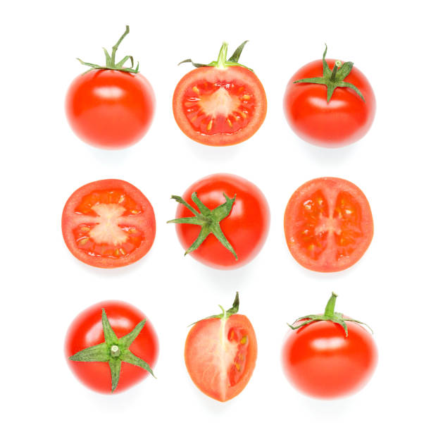 istock Collection of red tomatoes on the white background - Image 1139066365