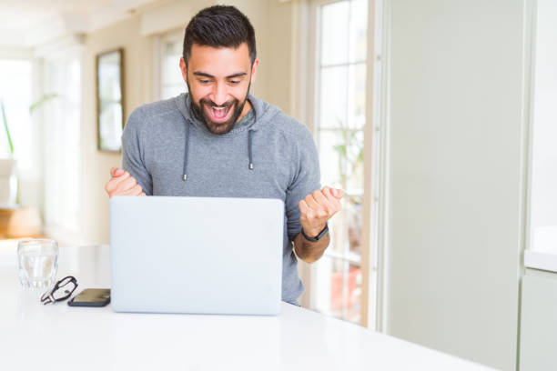 620+ Young Indian Man With Laptop Very Happy Stock Photos, Pictures ...