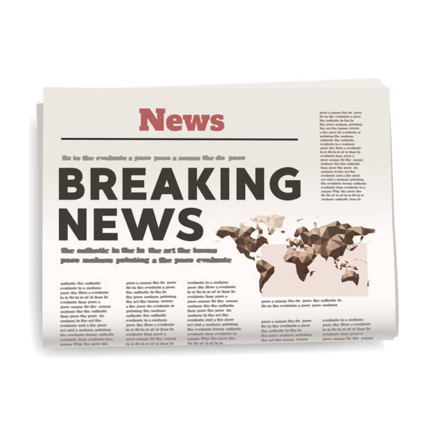 breaking news headline headline “breaking news” on the newspaper front page stock illustrations
