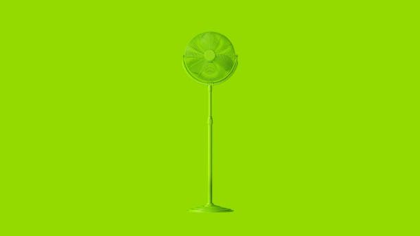 istock Lime Green Standing Office Cooling fan 1139074897