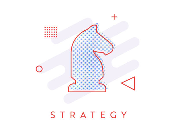 ilustraciones, imágenes clip art, dibujos animados e iconos de stock de estilo memphis single halftone estrategia icono - key success vector single object