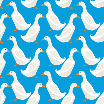 White Duck Seamless Pattern