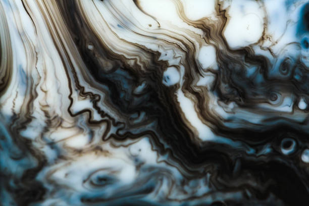 istock Modern artwork with abstract marble painting. Mixed turquoise and yellow paints. 1139087109