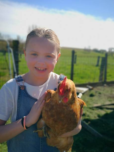 istock country girl with a red chicken 1139088962