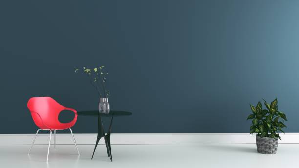 istock Living room interior with fabric sofa and plants on empty white wall background. 3d rendering 1139090045