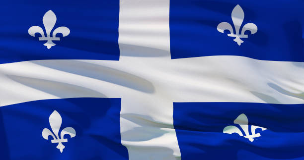 istock Quebec flag, Canada,  on silk texture background. High quality 3d illustration 1139090412
