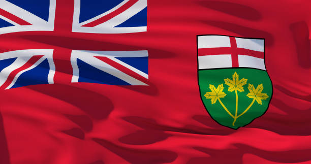 istock Ontario flag, Canada,  on silk texture background. High quality 3d illustration 1139090418