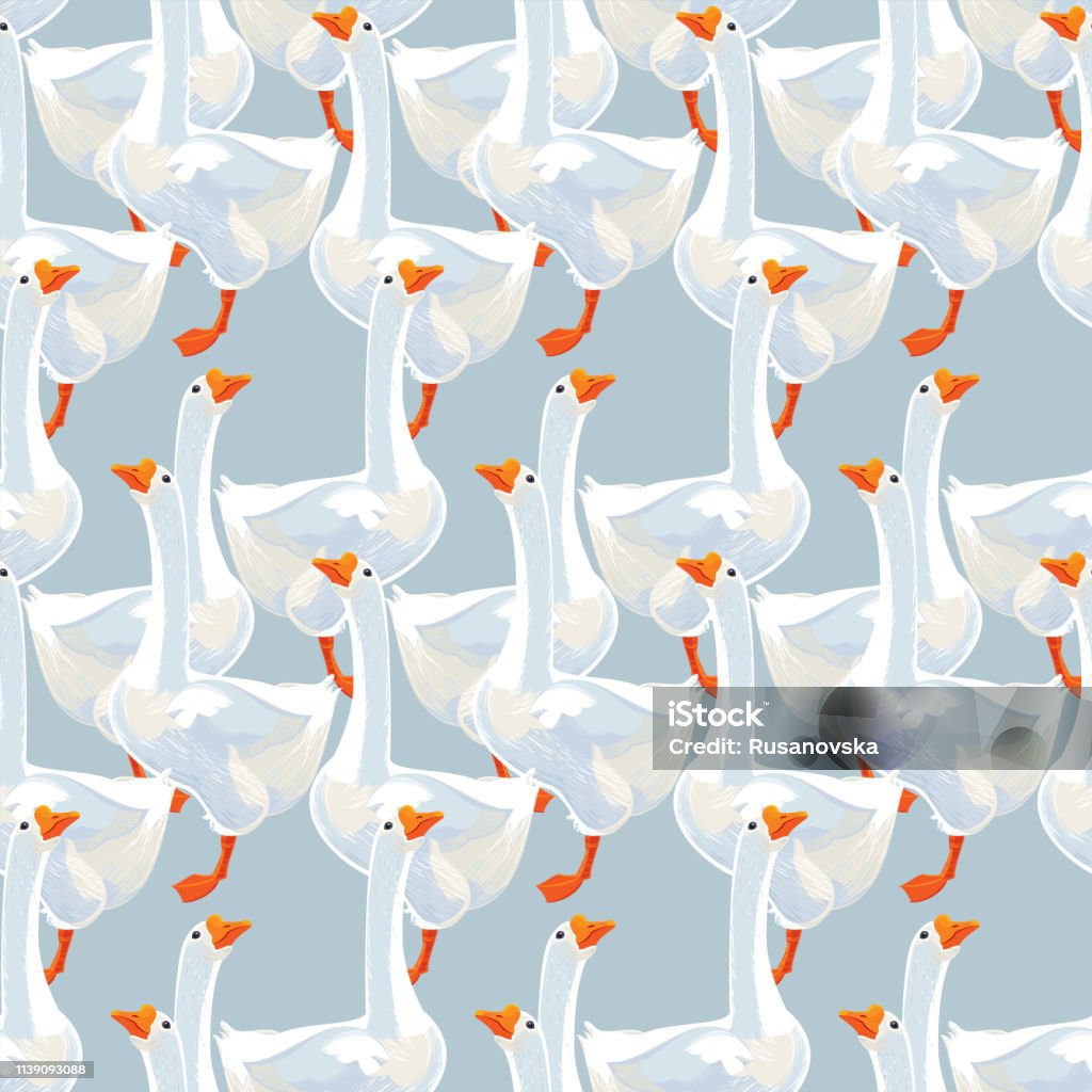 Goose Endless Pattern White Goose Seamless Pattern Stock Illustration - Download Image Now ...