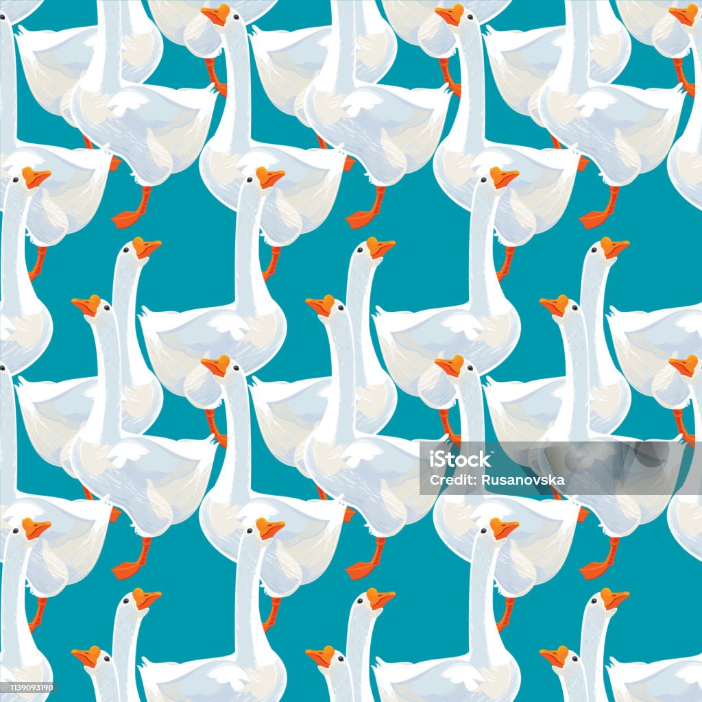 Goose Graph Pattern White Goose Seamless Pattern Stock Illustration - Download Image Now ...