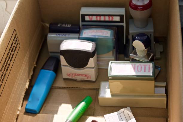 istock Vintage office information stamps 1139093664
