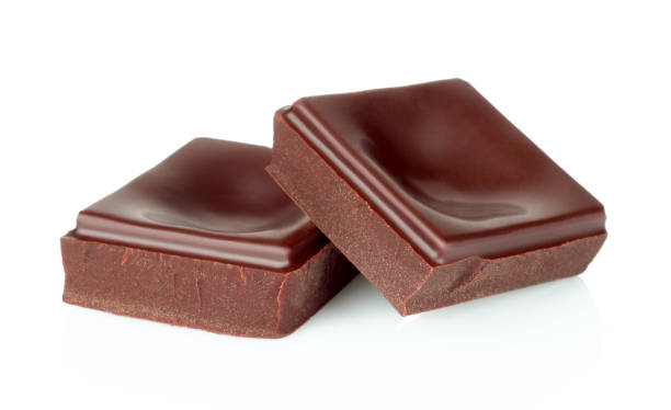 istock Dark chocolate pieces isolated on white background 1139095551