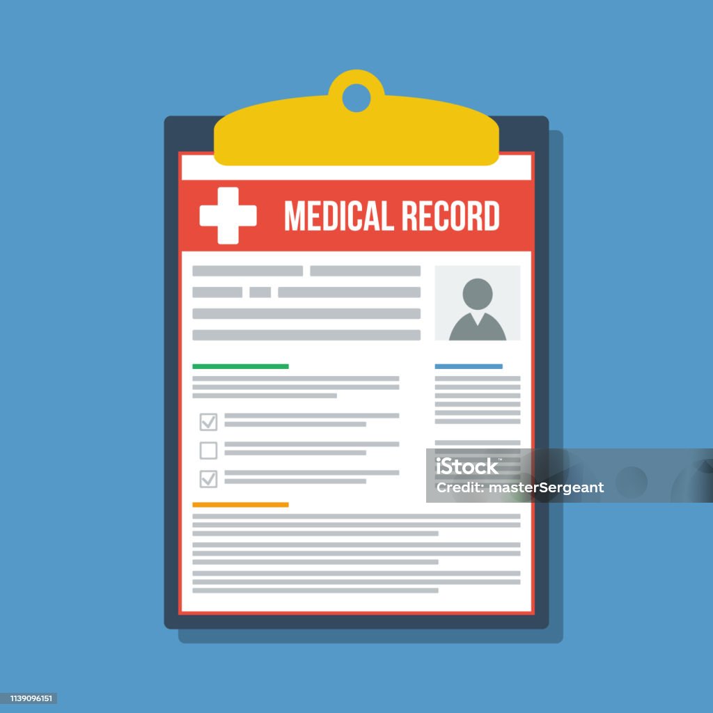 patient paper medical record, flat vector illustration Medical Record stock vector
