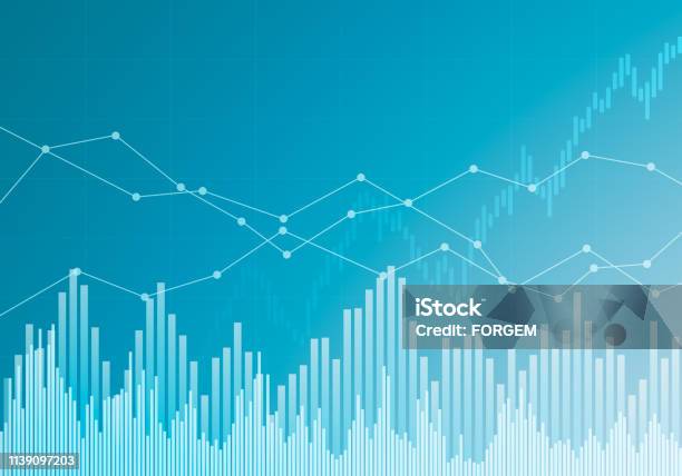 Illustration Of Investment Or Business Chart On Blue Background Vector Stock Illustration - Download Image Now