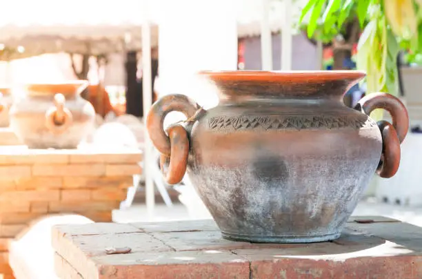 Old traditional vintage pot,terracotta amphora