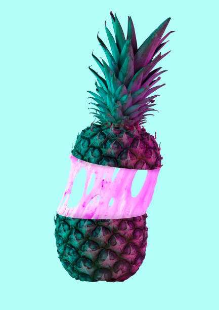 Green pineapple. Modern design. Contemporary art collage.