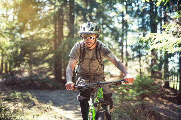 istock Cycling in the wild forest. 1139103040