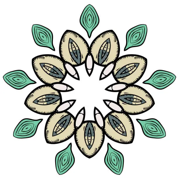 Vector illustration of Ornamental round floral pattern