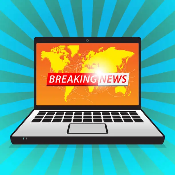 Vector illustration of Latest breaking news computer screen announcement