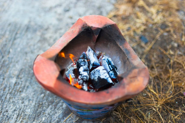 Thai Clay stove, Traditional Thai cooking tools with charcoal burning clay stove.