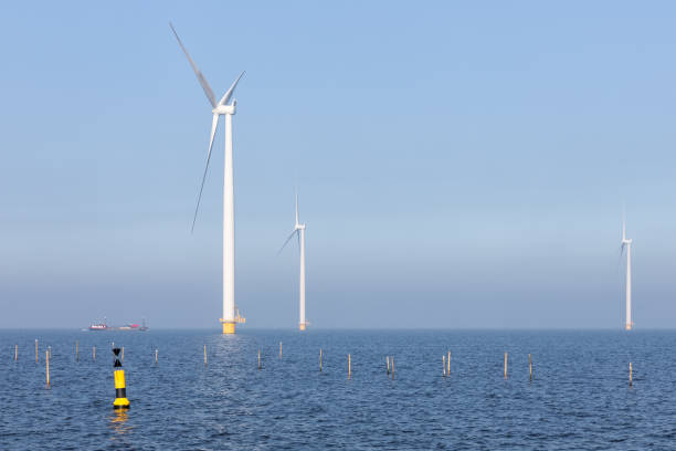 istock Offshore wind turbines near Dutch coast with buoy 1139104853