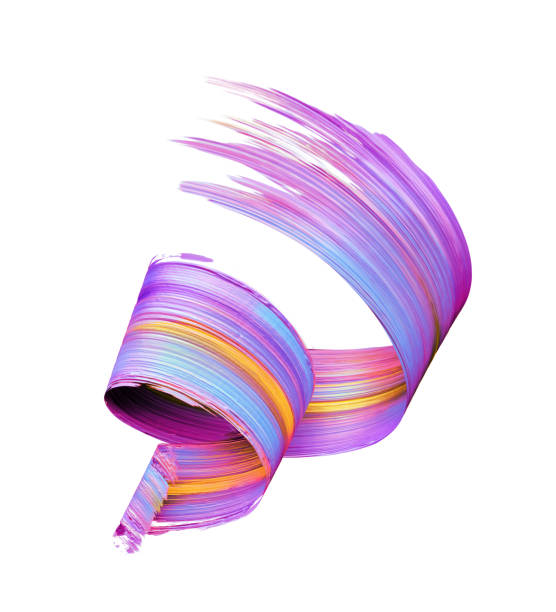 istock 3d render, abstract brush stroke, neon smear, pastel violet, folded ribbon, paint texture, artistic clip art, isolated on white background 1139108023
