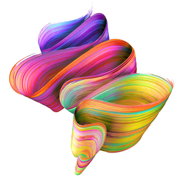istock 3d render, abstract brush stroke, neon smear, colorful folded ribbon, paint texture, artistic clip art, isolated on white background 1139108042