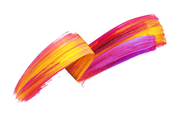 istock 3d render, abstract brush stroke, neon smear, colorful folded ribbon, yellow red paint texture, artistic clip art, isolated on white background 1139108581