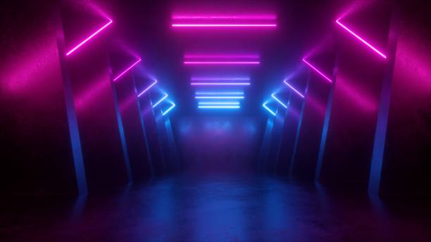 istock 3d render, neon abstract background, empty room, tunnel, corridor, glowing lines, geometric, ultraviolet light 1139108971
