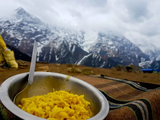 What's better than a bowl of Maagi in front of Snow clad Mountains