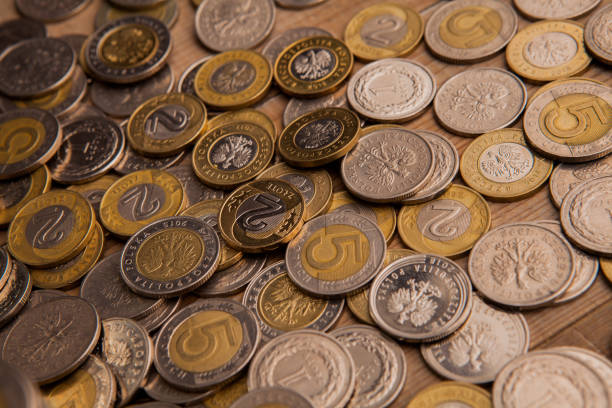 istock Texture from gold and silver Polish coins 1139113179