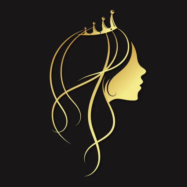 Vector illustration of Girl with a golden crown