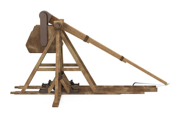 trebuchet осада оружие изолированы - trebuchet стоковые фото и изображения