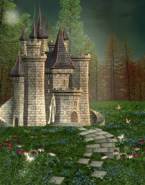istock Enchanted castle in the mysterious forest 1139122493