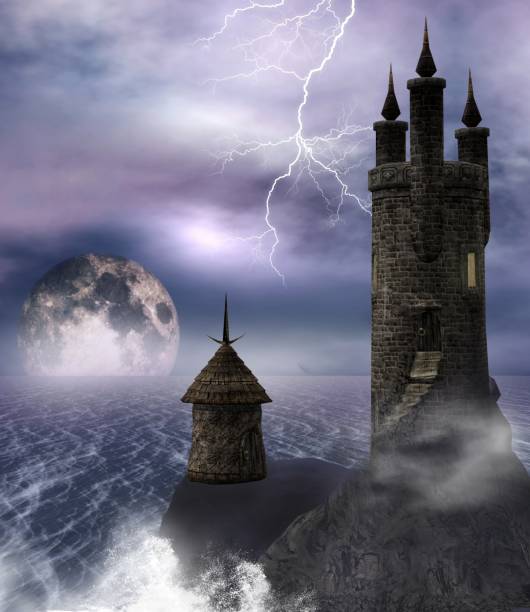 istock Dark tower in a stormy landscape 1139122608