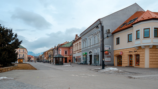 Liptovsky Mikulas. Slovakia small old town on winter.