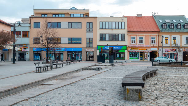 istock Liptovsky Mikulas. Slovakia town with river on winter 1139125185