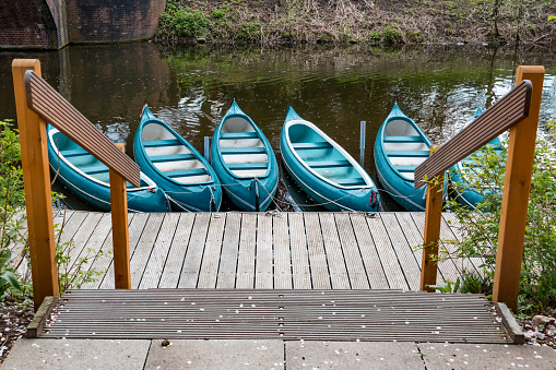 Canoes on the wooden pier