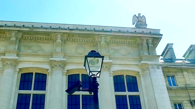 Detail of exterior facade of Appeal Court building in Paris, France