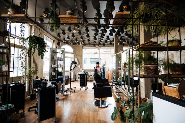 Young millennial woman at hair stylist