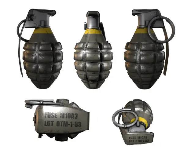 3d grenade on white background
