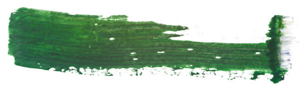 istock green stain paint, on textured paper. isolated on white inked. hand-drawn. 1139132426