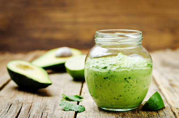 istock Greek yogurt avocado cilantro lime dressing with avocado slices 1139136174