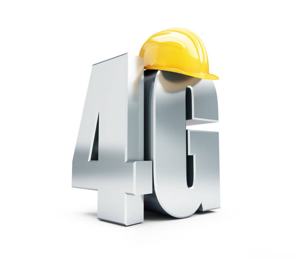 istock 4G sign, 4G construction helmet high speed data wireless connection. 3d Illustrations on white background 1139137219