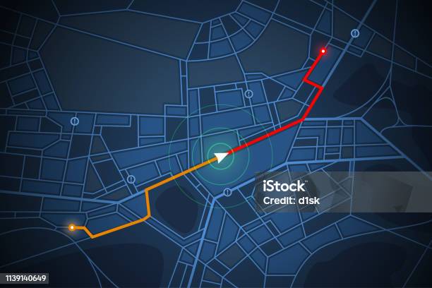 Navigation Map Screen Stock Illustration - Download Image Now - Direction, Map, Global Positioning System